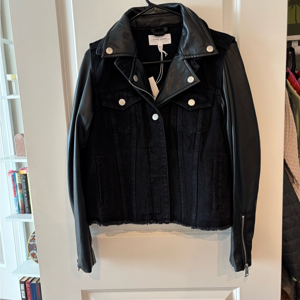 Dear John Black Denim and Leather Jacket